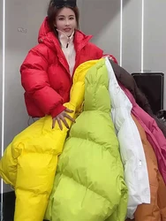 Women Cotton Coat Autumn Winter Casual Loose Hooded Down Cotton Coats Outerwear Thick Warm Candy Color Quilted Jackets Snow Wear