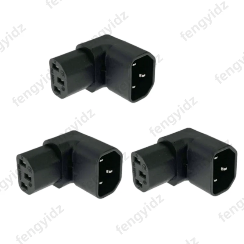 IEC 320 C14 auf C13 linker rechtwinkliger AC-Adapter IEC 3-poliger IEC 320 3-poliger Stecker auf Buchse, verlängerter 90-Grad-Winkel-AC-Konverter