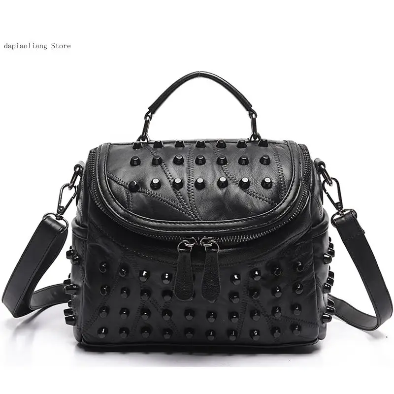 Women\\\'s Leather Bag Casual Crossbody Women\\\'s Bag Rivet Decorative Fashion Shoulder Bag