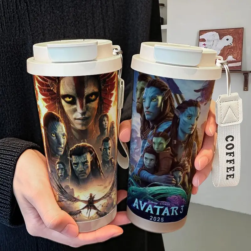 520 مل الصورة الرمزية 3: النار والرماد كوب معزول 316 الفولاذ المقاوم للصدأ سعة كبيرة كوب ماء القش سيارة القهوة القدح للرجال والنساء