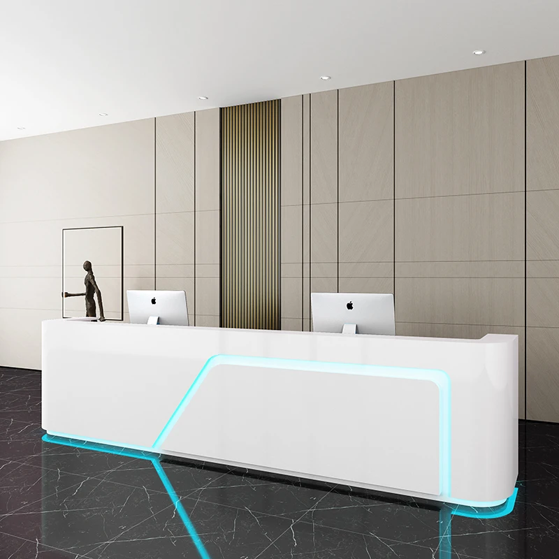 rj-Company Reception Desk Display Simple Curved Modern Commericial Design Desk Table Industrial Sales Escrivaninha Furniture-