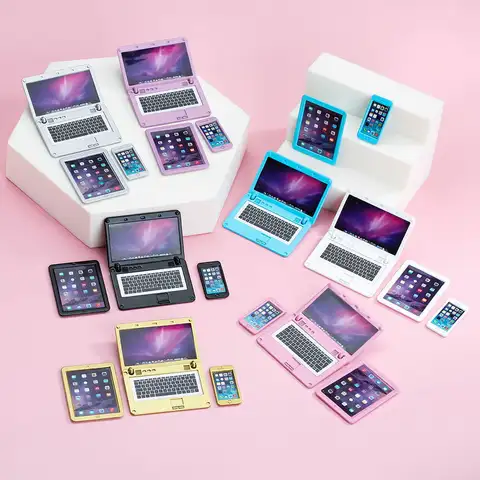 3pcs/Set 1:6 Miniature Dollhouse Furniture Computer IPad Phone Set Model For Blyth ob11 Doll Accessories Toys