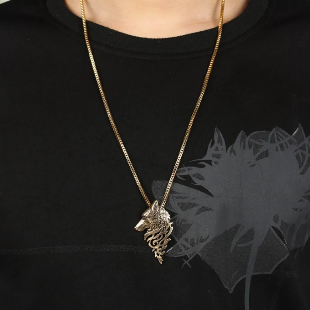 Creative Handsome Animal Wolf Head Pendant Metal Punk Korean Style Choker Fashion Jewelry Man Necklace Clavicle Chain