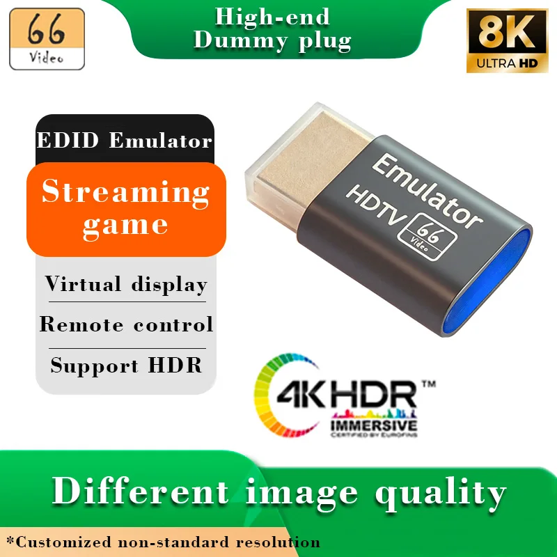 HDMI EDID Emulator Adapter Dummy Plug Virtual display 120/240Hz refresh rate HDR Mobile phone tablet moonlight Streaming pc game
