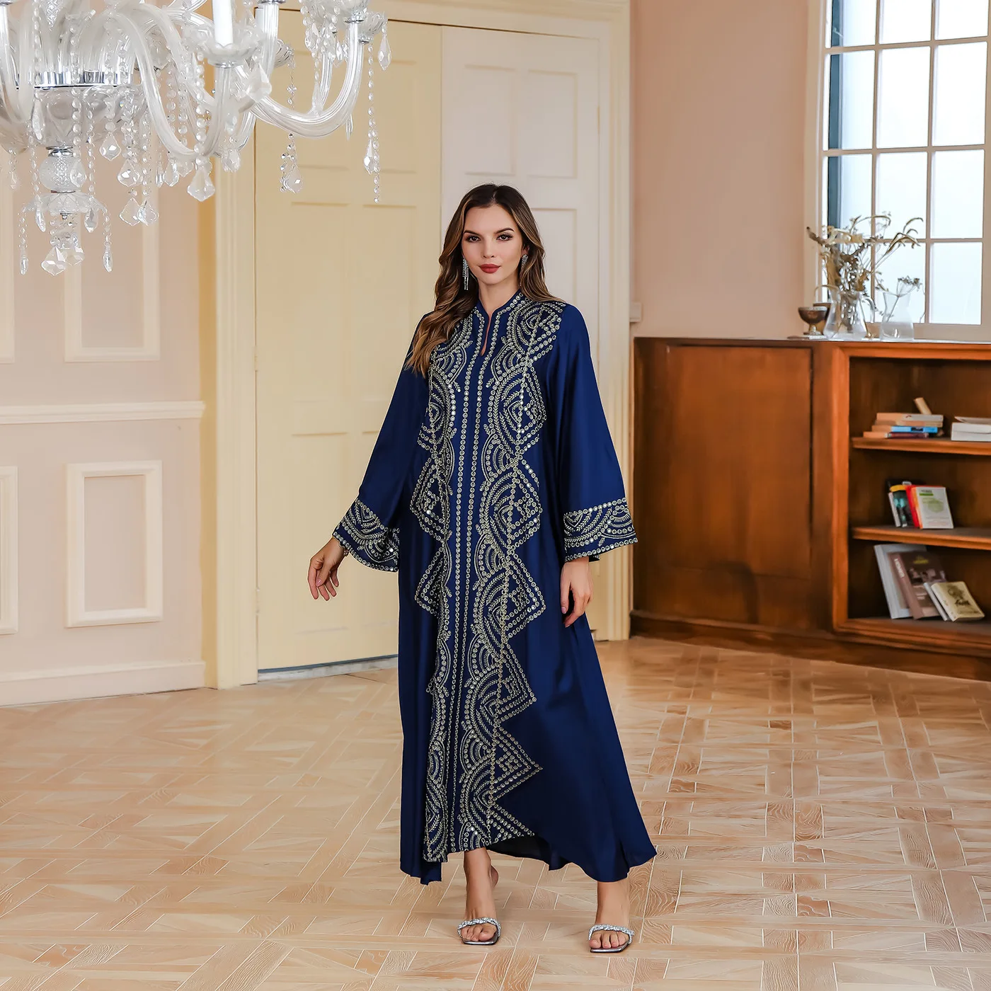 Morocco Dress Women Muslim Dress Fashion Dubai Abayas Embroidery Sequins Kaftan Elegant Party Dresses Musulmane Femme Vestidos