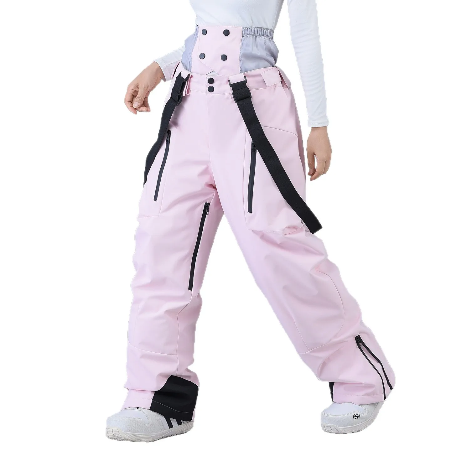 Winter Waterproof Warm Women Snow Pants Outdoor Sport Mountain Man Skiing Trousers Hiking Female Suspender Pants Clothes