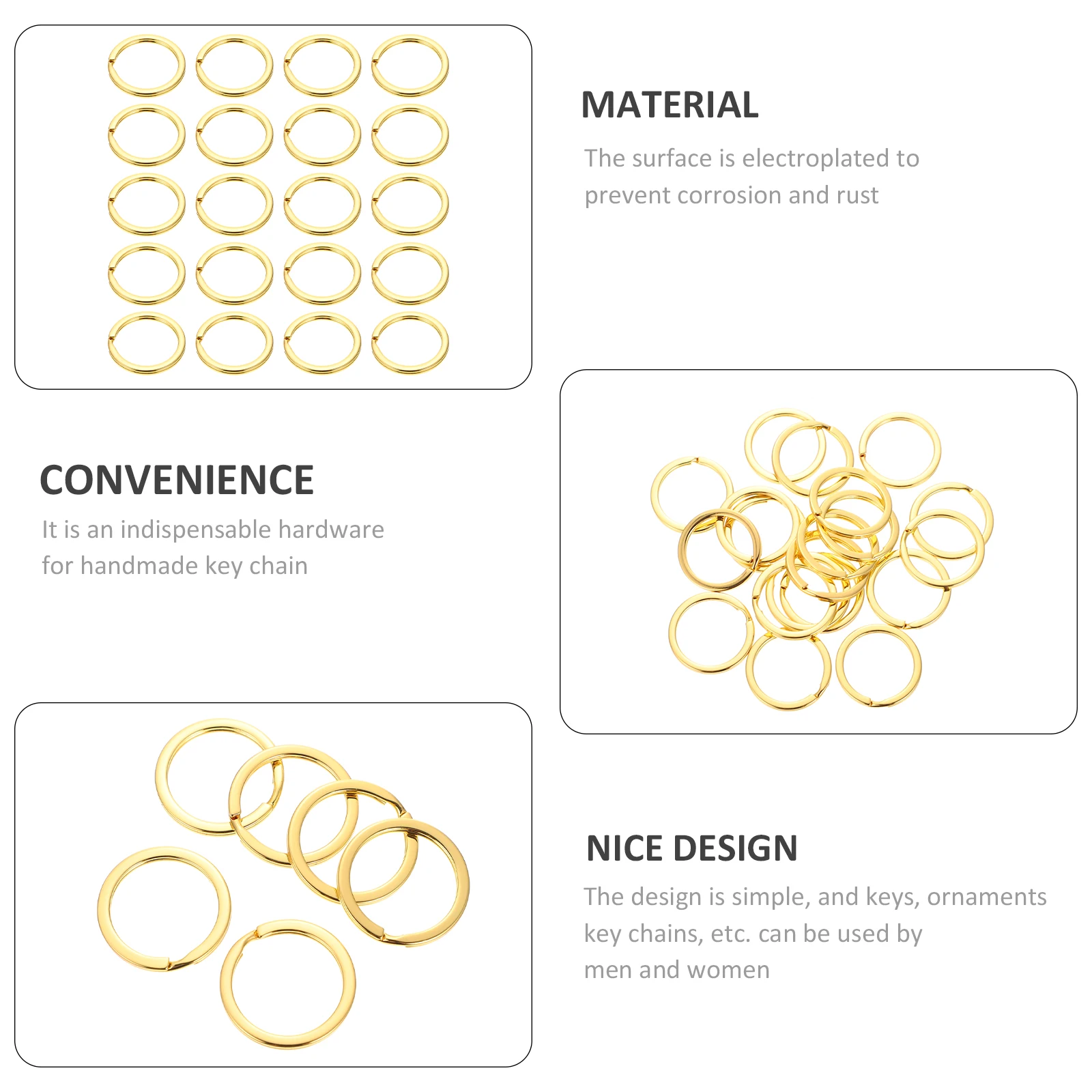 

20pcs Metal Durable Split Rings Portable Keychains Diy Crafts Supplies For Handmade Keychains Retro Style Iron Keyrings Key