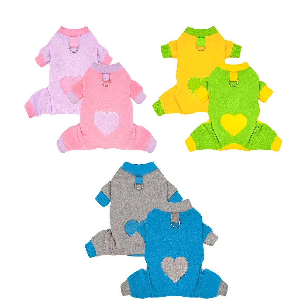

Love Pattern Dog Pajamas for Small Dogs Fleece Overalls for Dogs Winter Warm Puppy Jumpsuit New Cat Clothes Pet Custome