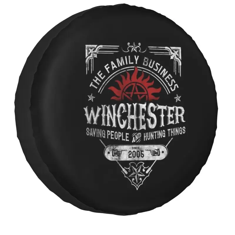

Winchester Business Supernatural Tire Cover 4WD 4x4 Trailer Spare Wheel Protector for Mitsubishi Pajero 14" 15" 16" 17" Inch