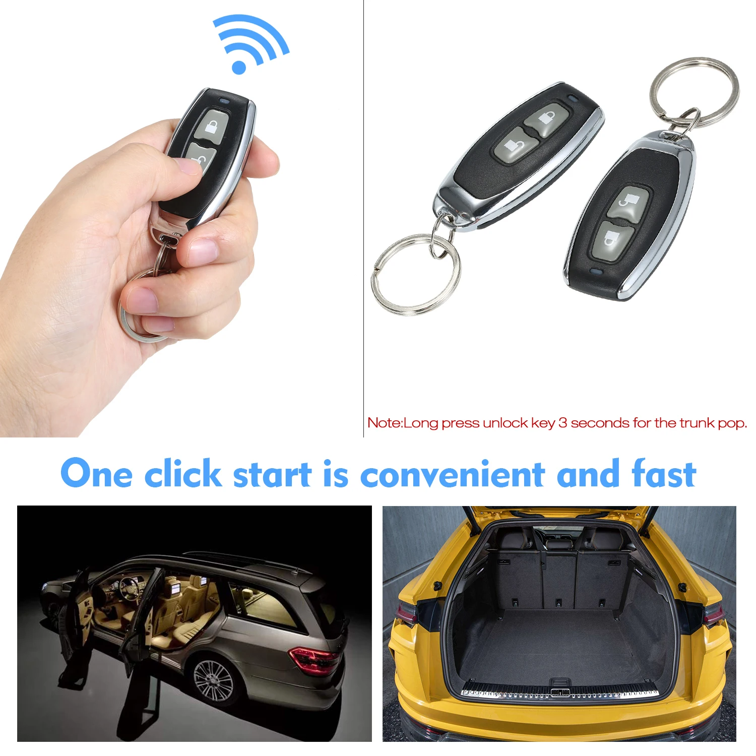 Universal Car Door Lock Trunk Release Keyless Entry System Central Locking Kit With Remote Control Support 1 Million Code Times