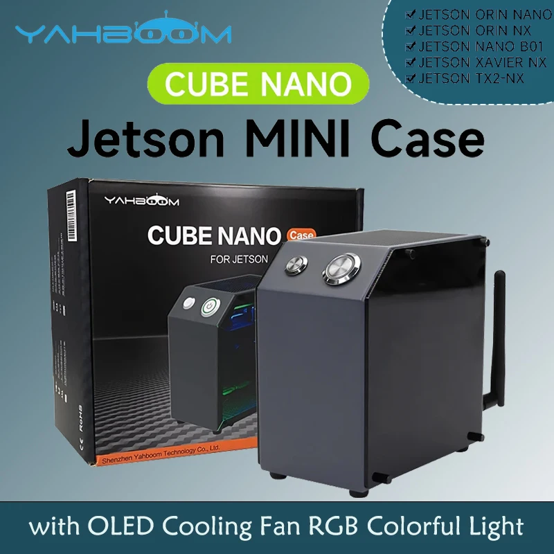 

Мини-чехол Jetson для Jetson NANO/Jetson Orin NANO SUPER/Orin NX SUPER с OLED-вентилятором охлаждения RGB Красочная световая панель