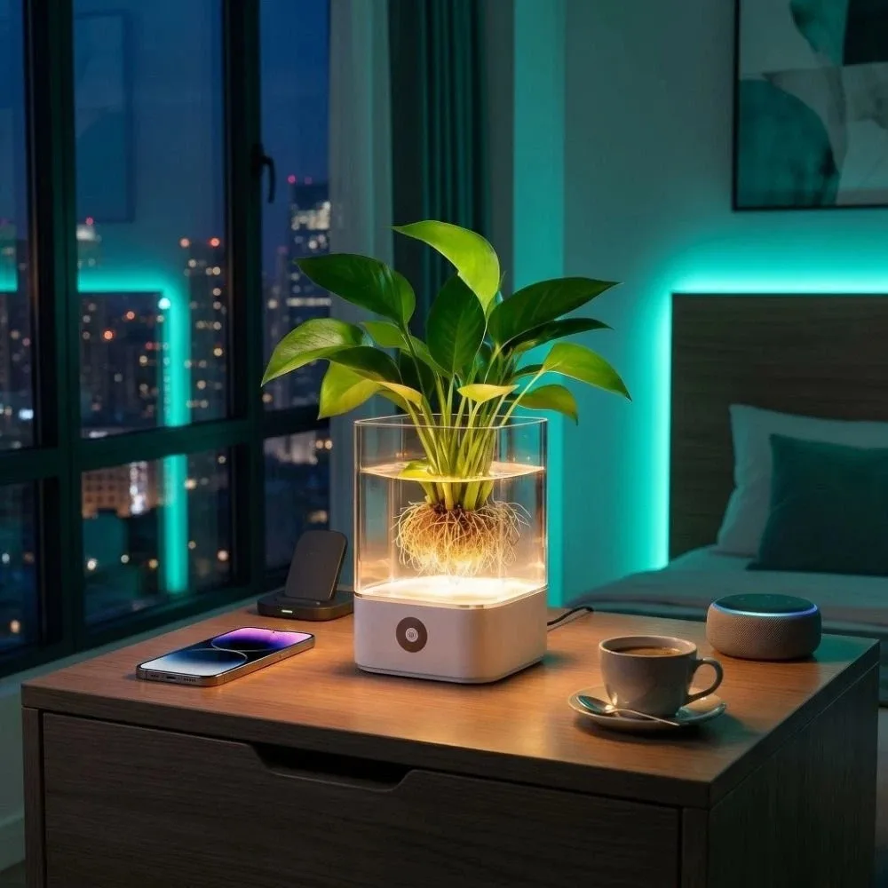 Colorful Crystal Aquarium Night Light Color Changing Dimmable USB Powered Lamp Nightstand Multifunctional Hydroponic Salt Lamp