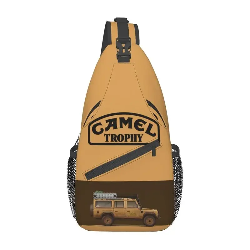 Custom Casual Camel Trophy Logo Sling Crossbody Backpack Men Shoulder Chest Bags for Travel Cycling