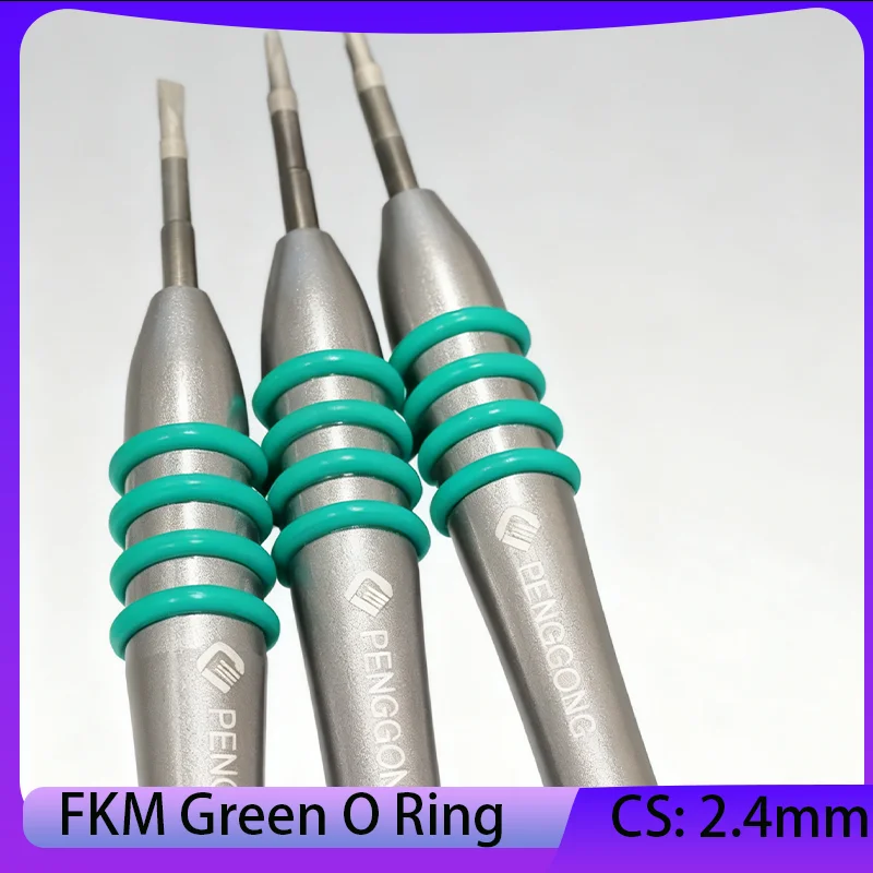 Green CS 2.4mm OD FKM O Ring Sealing Gasket Oil Resistant High Temperature Fluorine Rubber 8-60mm Diameter 10/50pcs Set