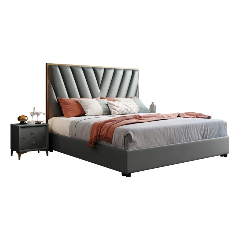 

Home Furniture Modern Design Bed for Children king Size Black Comfortable Wooden Luxury Queen Leather House Bed with Storage