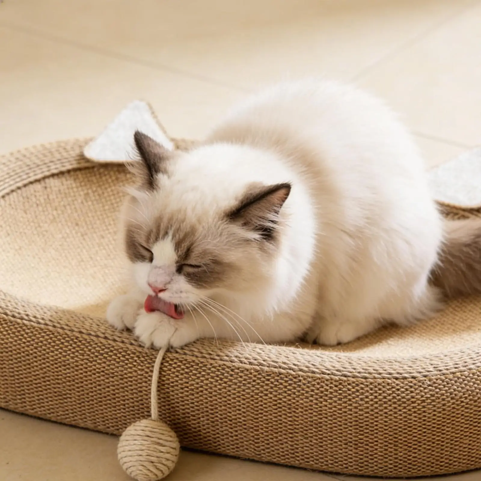 Cama rascadora ovalada de sisal para gatos – Rascador y protege muebles - imagen 3