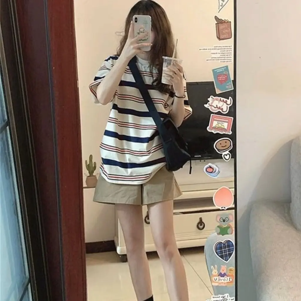

Women's Summer Sports Suit Trendy Korean Style Loose Fashion Short-Sleeved Two-Piece Set Casual Student Outfit