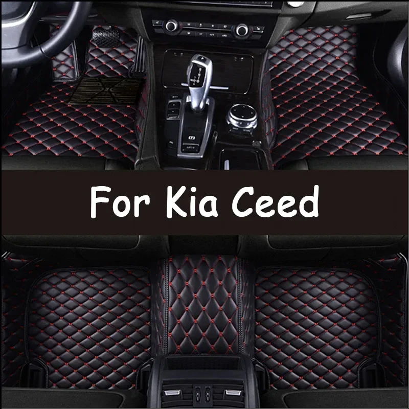 

Luxury Leather 3D interior Parts Custom Car Mats With Pockets Floor Carpet Rugs For Kia Ceed 2014 2015 2016 2018 accessories 052