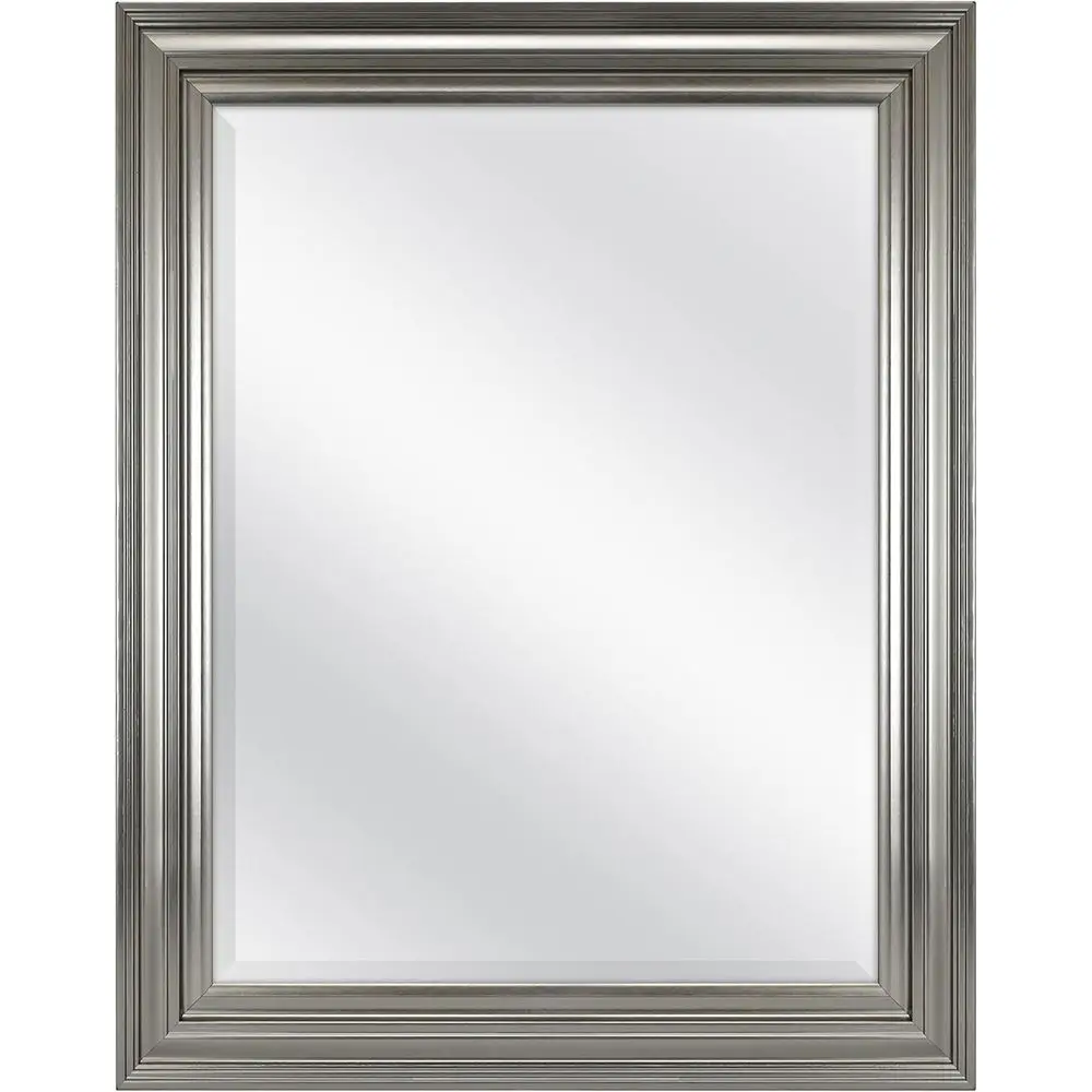 

Large 22.66x28.66 Wall Mirror with Brushed Nickel Frame and Beveled Edges, Suitable for Living Room, Bedroom, or Bathroom
