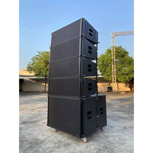 Dual 10 Inch Powered Active Line Array Speaker, Built-in DSP Digital Amplifier Module Professional Stage PA Sound System