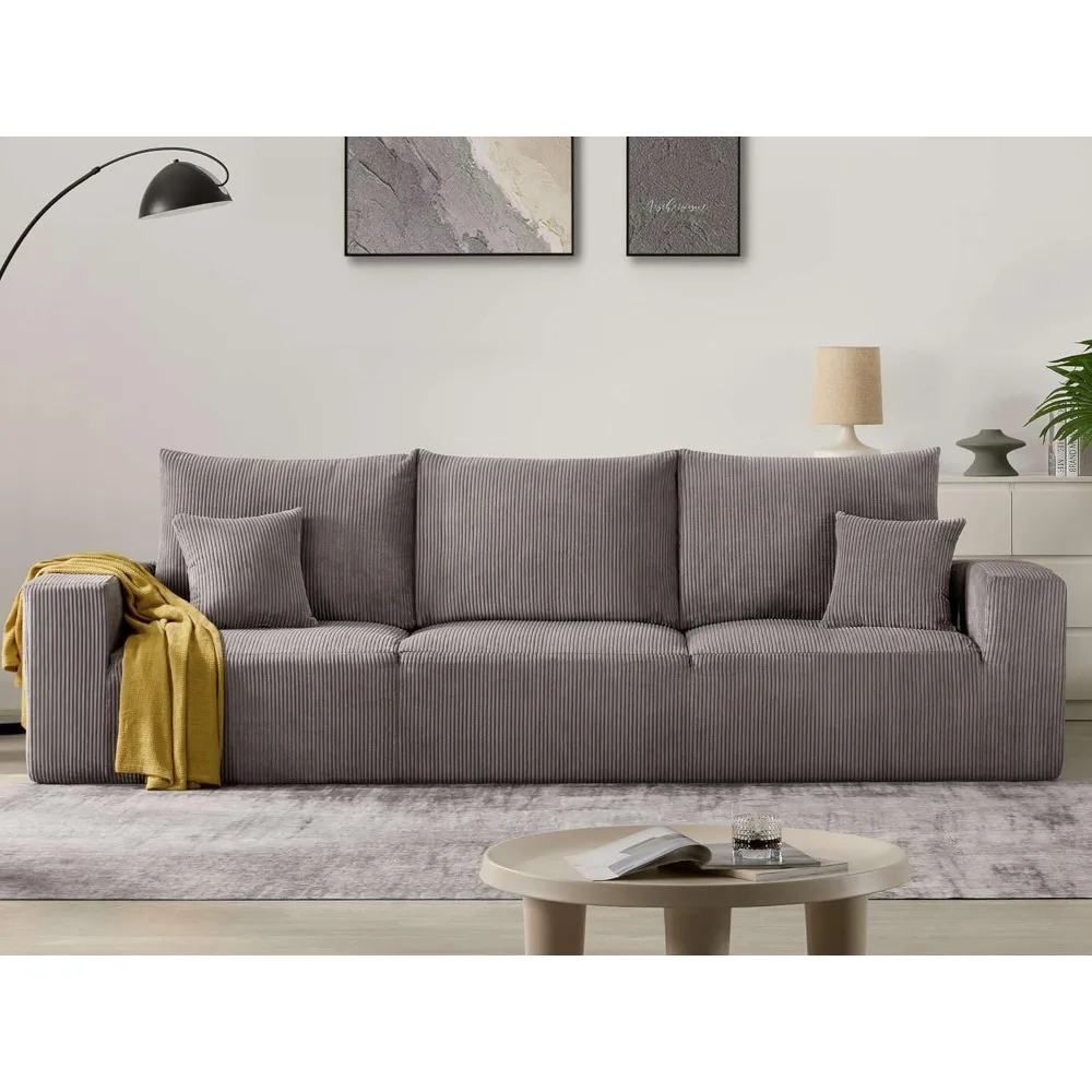 

Cloud Boneless Sofa Couches for Living Room-113'' Gray 3 Seater Lounge Modern Sleeper Couch-No Assembly Required