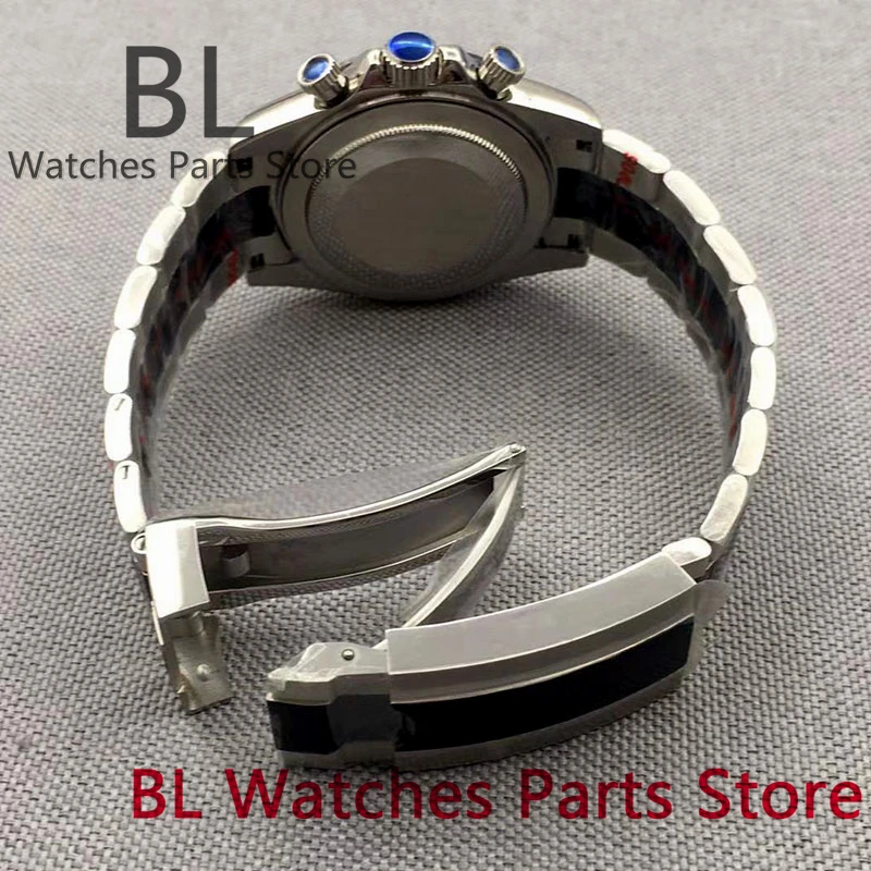 BL 39mm Silver Black Stainless Steel Watch Case For VK63 Movement Modified Replacement Watch Accessories Sapphire Glass image 5