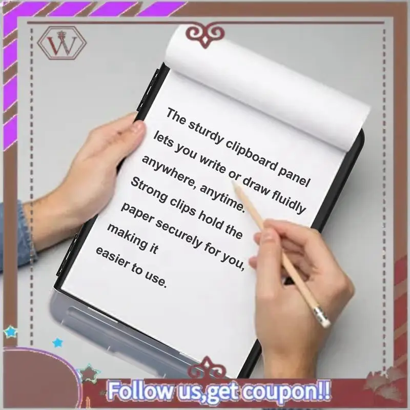 ABBG-Clip Board Органайзер Буфер обмена с хранилищем Буфер обмена для кормления Складная папка для файлов Пластиковый буфер обмена (черный) Простая установка