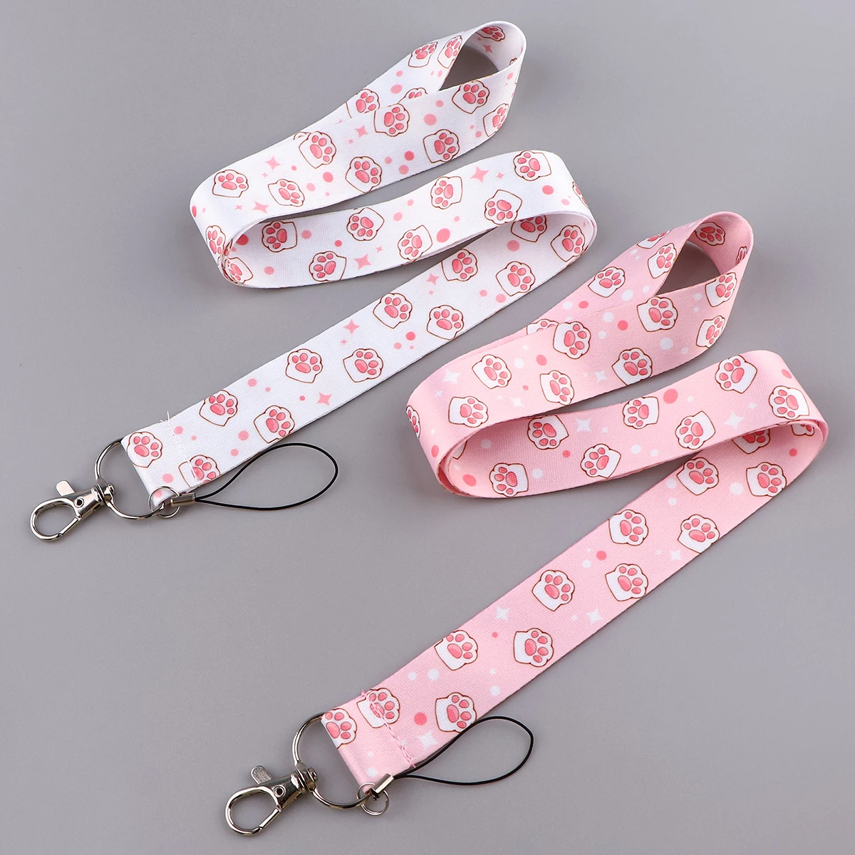 Kawaii Cat Paw cremital Holder Pink Lanyard Neck Strap portachiavi ID Card Sleeves Badge Holder Hang Rope portachiavi accessori