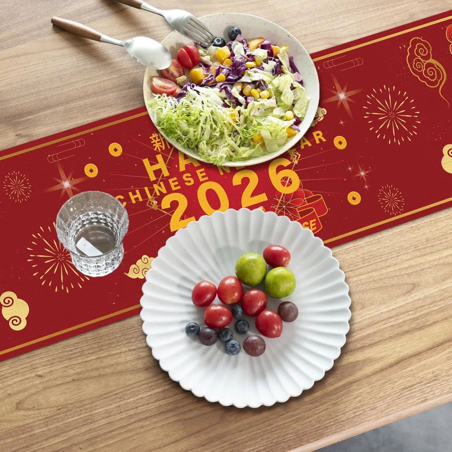 السنة الصينية الجديدة الكتان الجدول عداء ديكور الحفلات 2026 الحصان موضوع الأحمر الذهب المطبخ طاولة طعام عداء القمرية السنة الجديدة الزينة