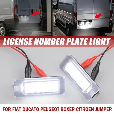 Комплект Из 2 Белых Светодиодных Фонарей Подсветки Номерного Знака Для Fiat Ducato Bus, Peugeot Boxer, Citroen Jumper 2006-2020