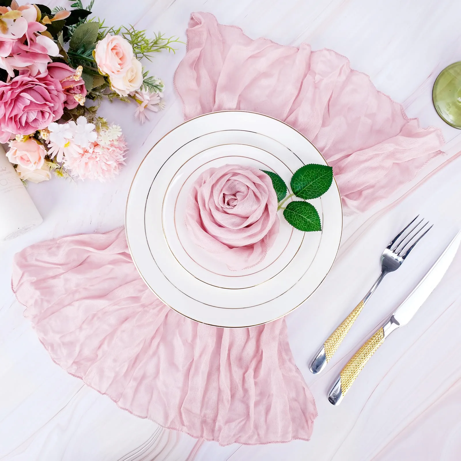 60PCS Gauze Table Napkins,50x50cm Light and Elegant wedding Decoration Napkin,Perfect for Birthday Party Home Kitchen Decor