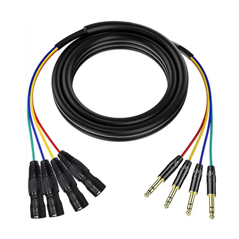 A99E-Audio Balanced Line 2 Pack 4 Channel XLR Female To 1/4 Cables 1M, 6.35Mm TRS To XLR Microphone Cable Stereo