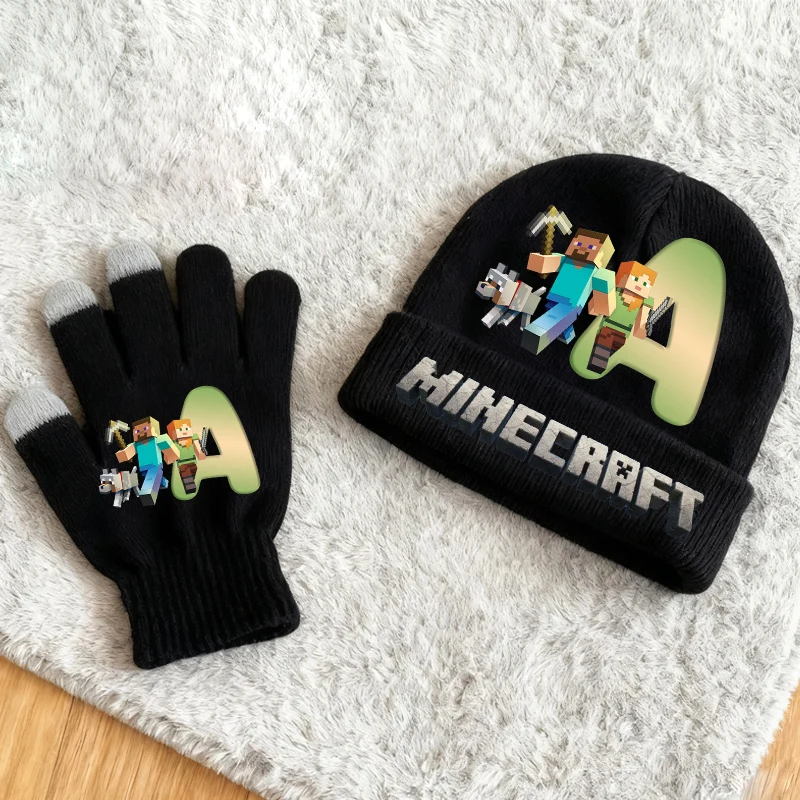 

Детская зимняя вязаная шапка, перчатки, 2 шт., модная шапка для мальчиков и девочек, сохраняющая тепло, модная шапка, набор перчаток с мультяшным экраном, подарок на день рождения, Рождество