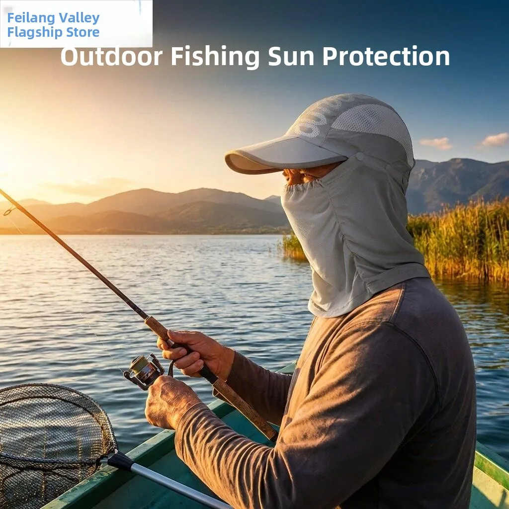 

Легкая дышащая кепка для рыбалки и велоспорта с интегрированной защитой шеи от солнца и УФ-излучения