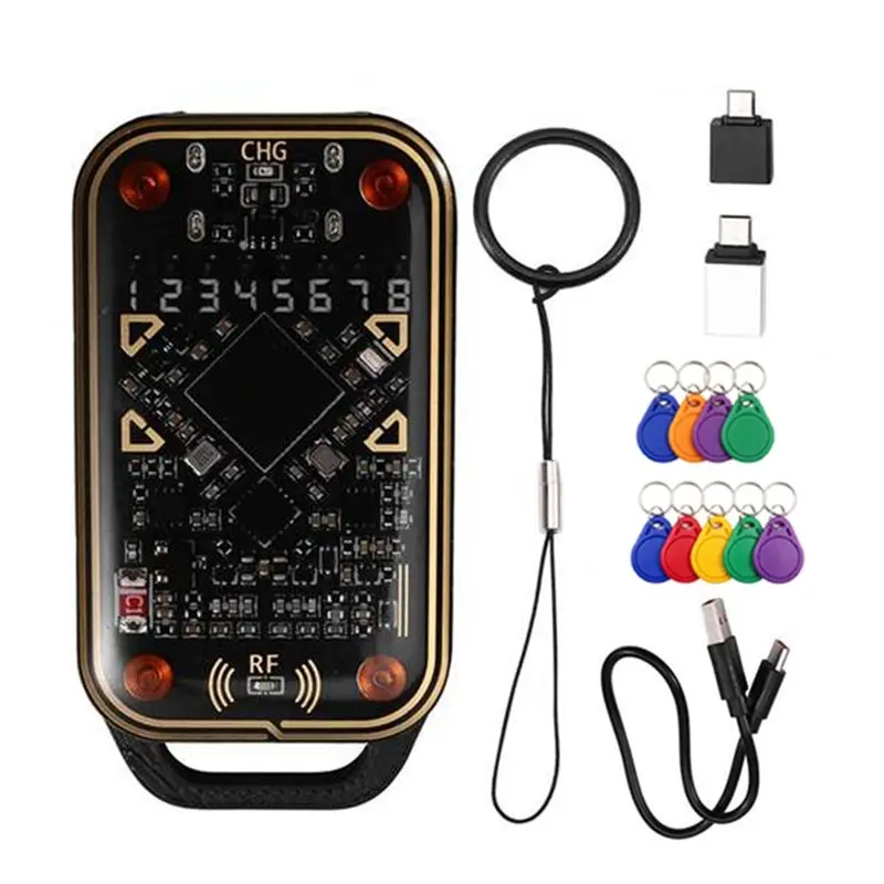 LXYB18B Chameleon Ultra V3.0 RFID Smart Card Emulator Reader+ UID/CUID Keychain 9PCS 125Khz 13.56Mhz ID IC Smart Card Tag Copyer
