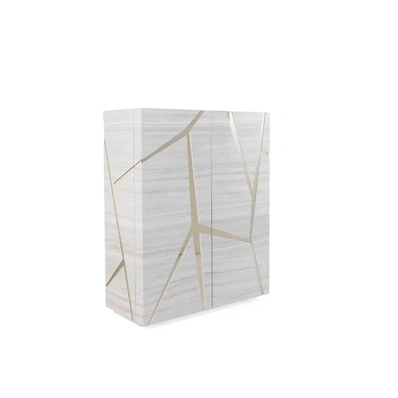 Wine cabinet light luxury high-end high-end sense living room solid wood dining side cabinet integrated stainless steel locker a