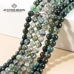 Natural Grass Agate Moss Agates Gemstone Beads Loose Beads 4 6 8 10 12MM Pick Size Bracelet Accessory For Jewelry Making