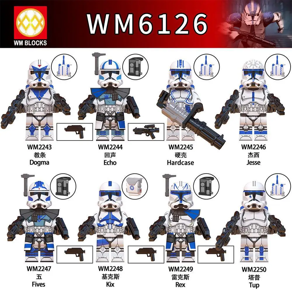 WM6126 WM6127 WM6128 Space star Wars Educational Minifigs Clone Trooper Droids AT-RT Building Blocks Sets For Children Toys