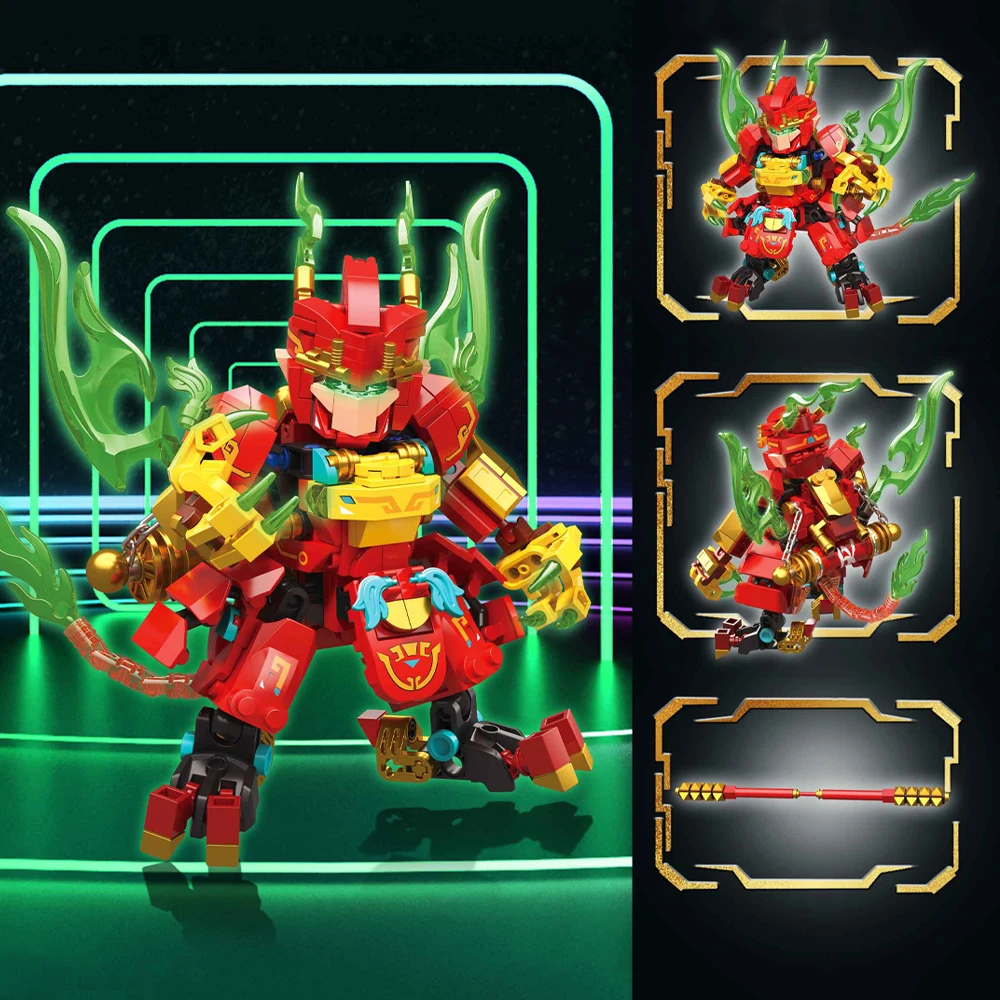 Hero Wukong Mini Building Blocks Toys with Glow-in-the-Dark Modules - Fun Battle Toy for Kids, Educational & Creative Play Decor