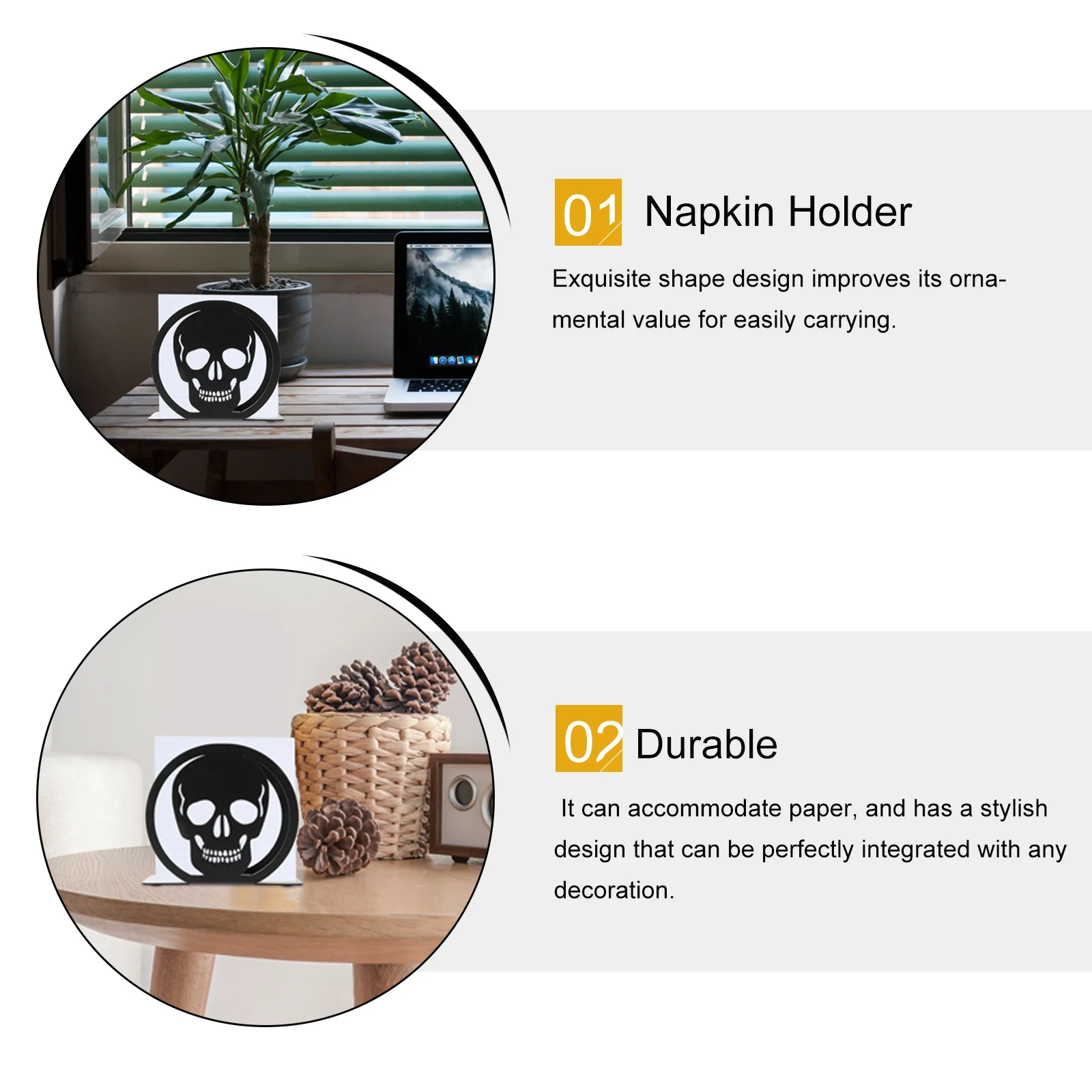 

1pc Metal Rack Iron Napkin Holder Skull Head Design Paper Towel Stand Upright Tissue Shelf Kitchen Organizer Iron Tissue Stand