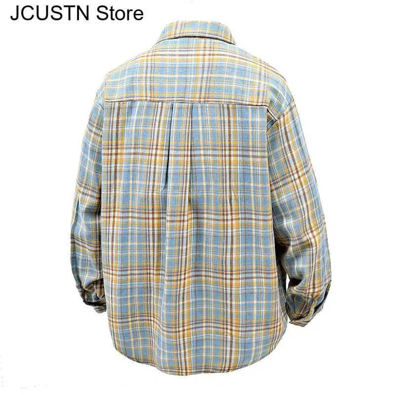 2025 nova camisa masculina manga longa xadrez estilo coreano topos primavera outono único breasted emenda jaqueta fina moda streetwear