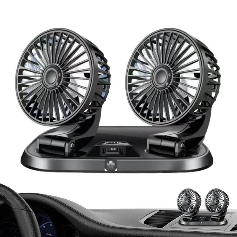 Car Fan 5V 1A Adjustable Small Auto Fans 2 Speeds Rechargeable 360 Degree Rotatable Backseat Air Fan Vehicle Cooling Device For