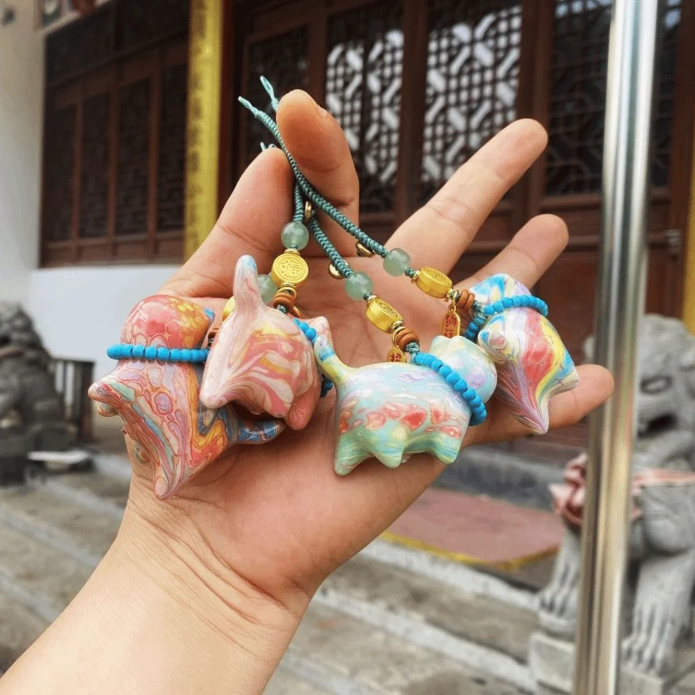 

Funny Cartoon Lucky Cat Keychain Tassels Colorful Wood Cat Dolls Pendant Ornaments Key Ring Car Bag Hanging Key Decor
