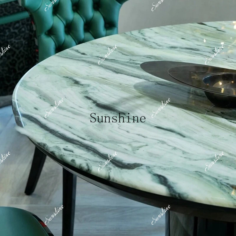 

Italian light luxury high-end villa natural marble dining table with turntable FT