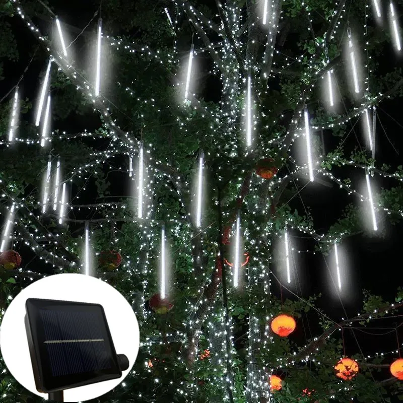 

30/50CM 8 Tubes LED Garlands for Outdoor Wedding Garden Fairy Light Solar Meteor Shower String Light Christmas Tree Decoration