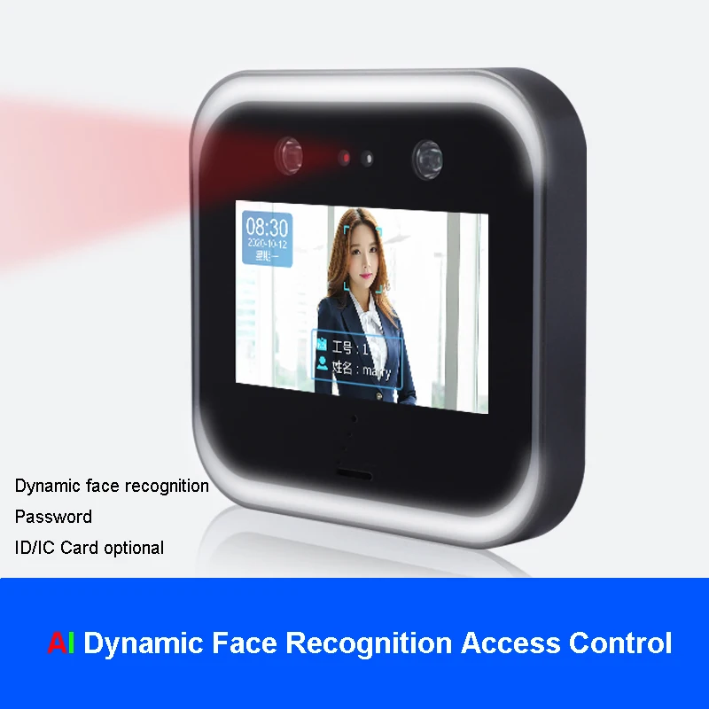 จอแสดงผล HD ขนาด 5 นิ้ว 1280*720 AI Face Identification Access Controller และอุปกรณ์จดจําใบหน้าสําหรับสํานักงาน