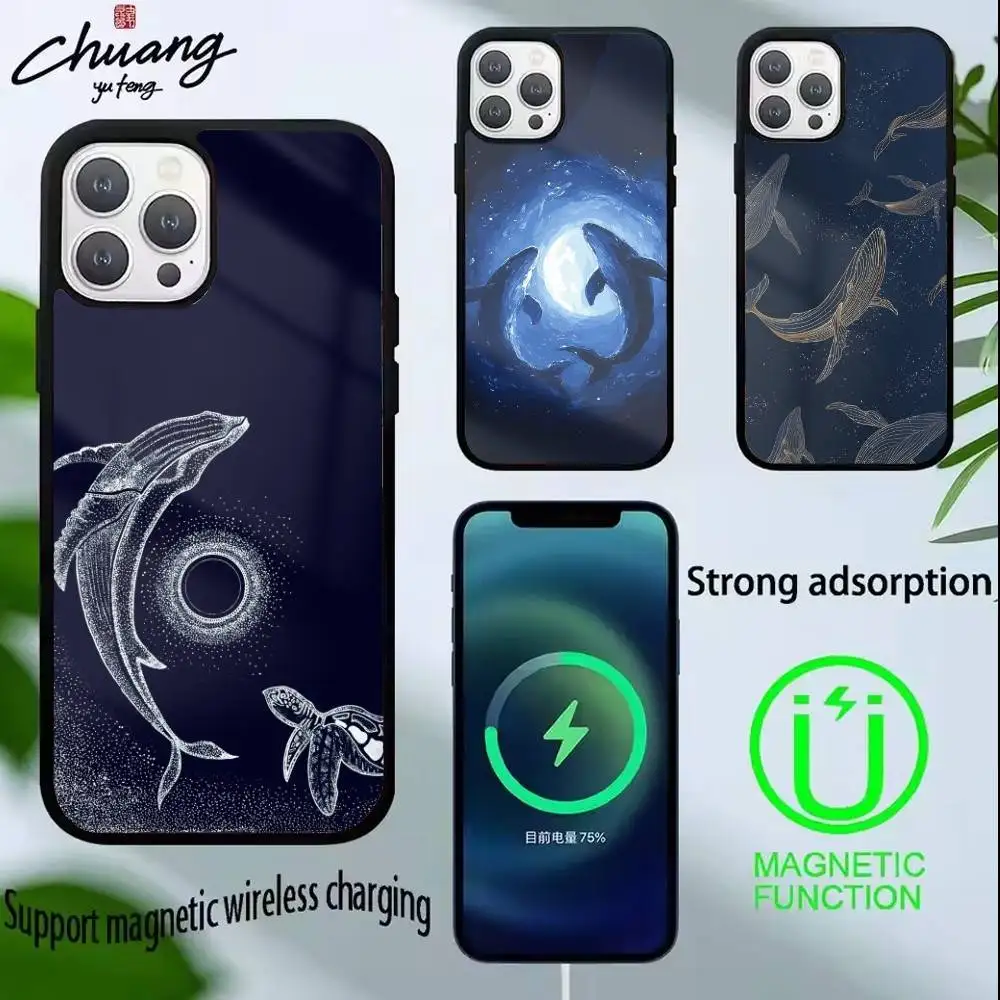 

Whale Fall Phone Case For iPhone17,16,15,14,13 Plus,Pro Max Magnetic For Magsafe Wireless Charging
