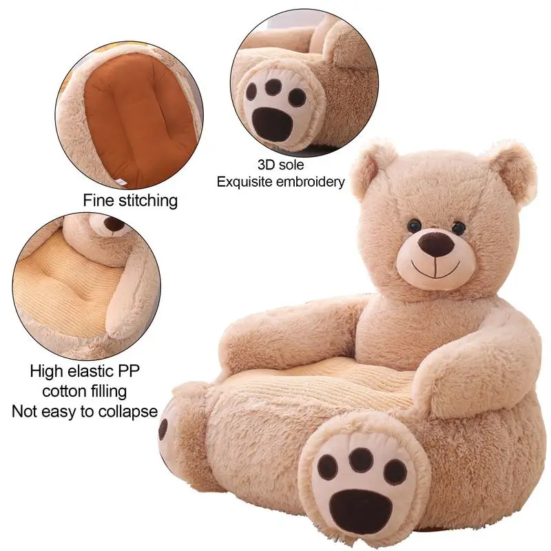 Kids Animal Bear Plush Chair Super Soft Comfortable Animal Sofa Backrest Armchair Indoor Family Children\'s Nest Sleeping Bed