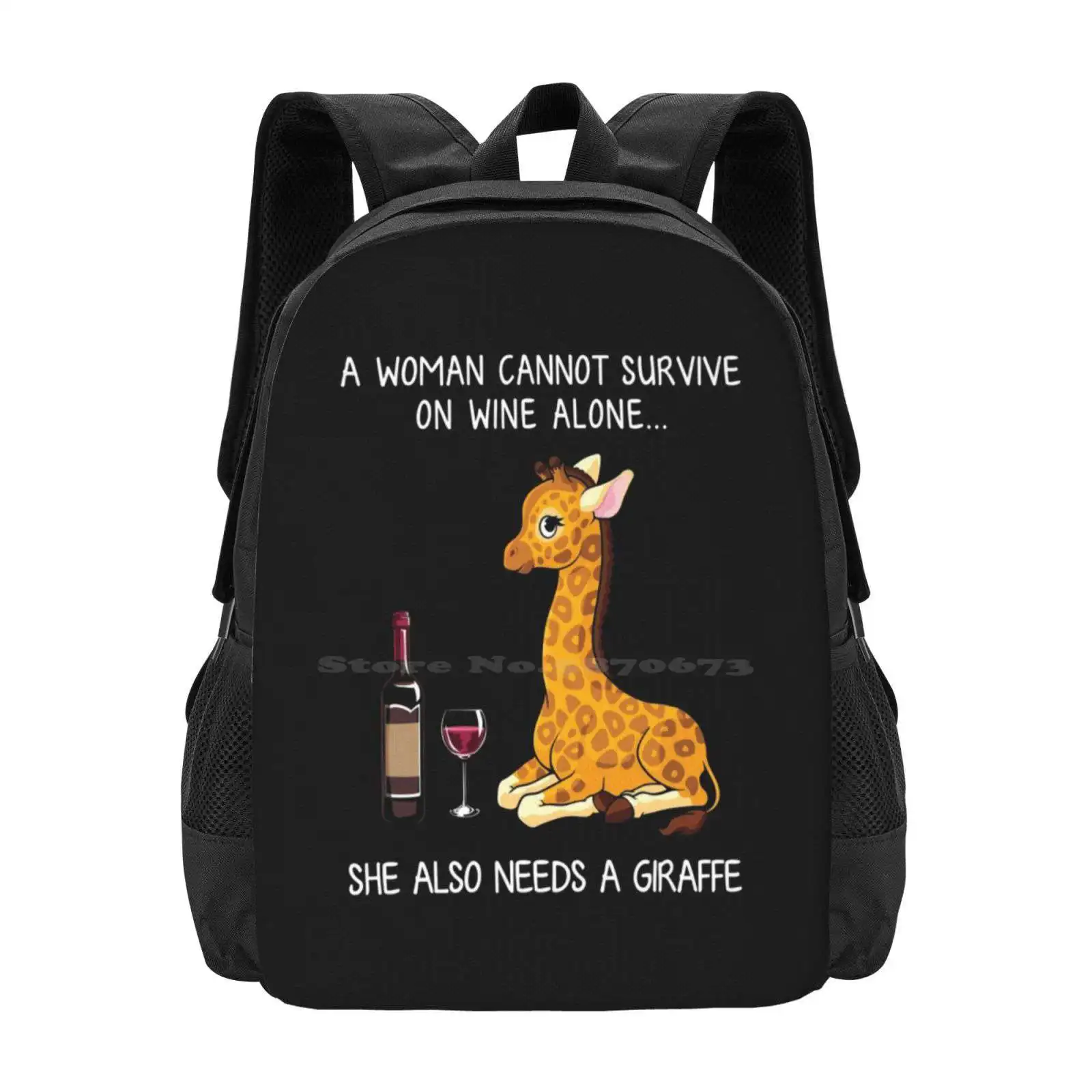 

Funny Giraffe And Wine Hot Sale Schoolbag Backpack Fashion Bags Giraffe Lover Giraffe Mom Giraffe Kids Giraffe Women And Wine