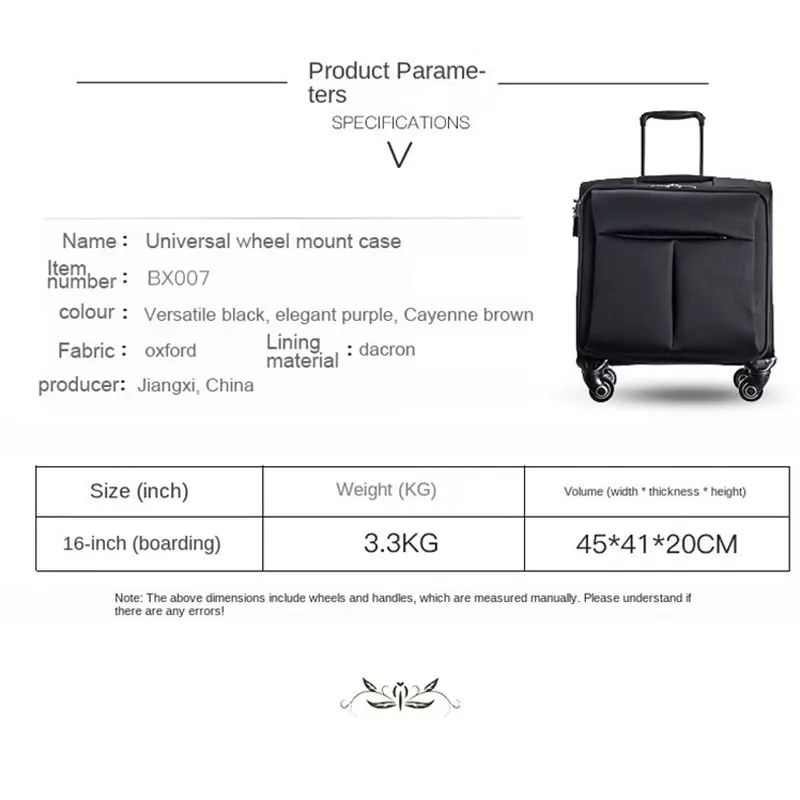 Custodia per imbarco pilota della compagnia aerea custodia da viaggio per bagagli da 16 "scomparto per Computer custodia per tirante modello universale con cerniera per ruota